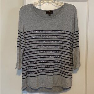 Fenn Wright Manson grey striped sequin top size large